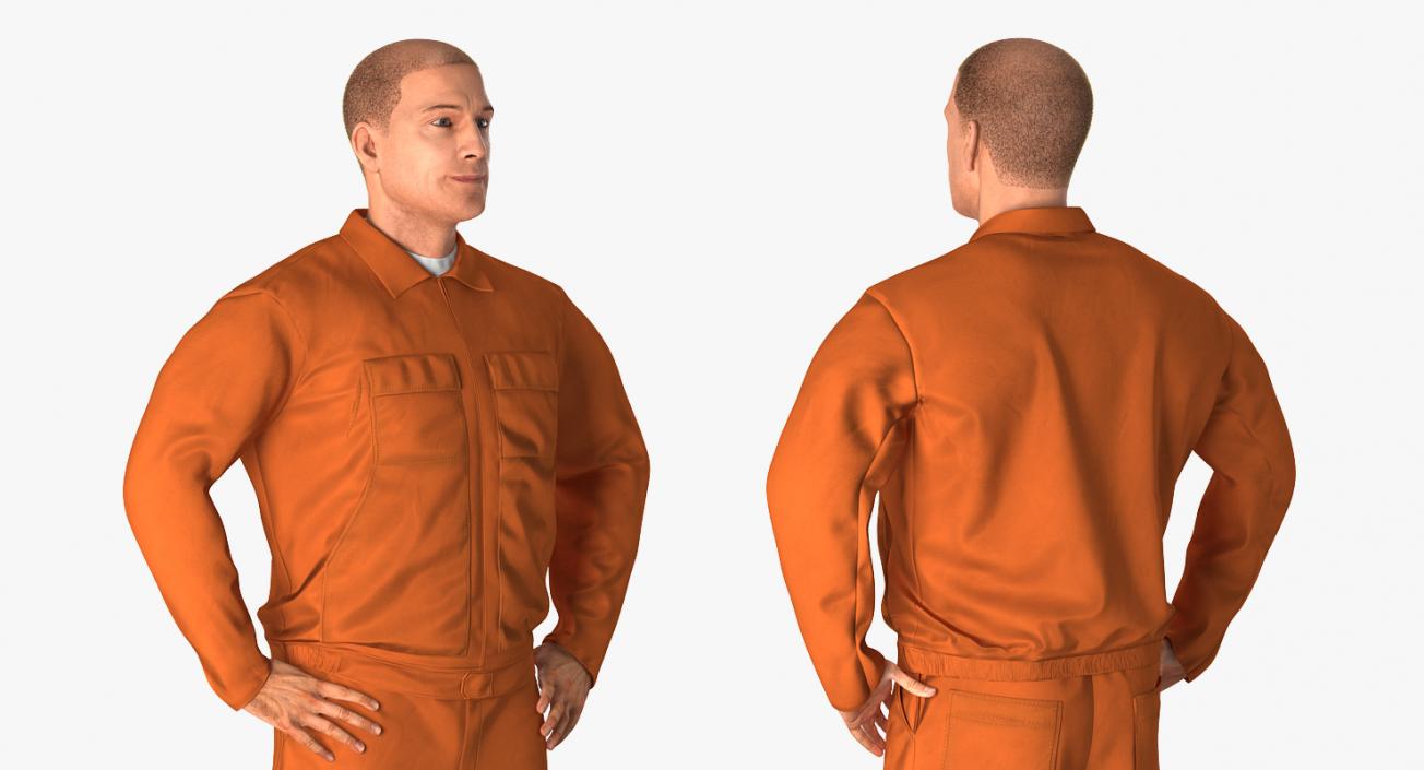 3D Builder Wearing Orange Long Sleeve Coveralls Rigged