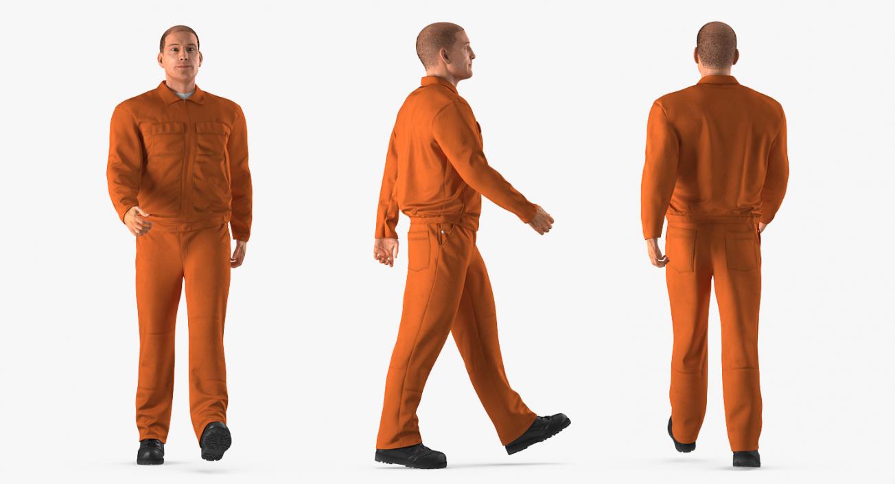 3D Builder Wearing Orange Long Sleeve Coveralls Rigged