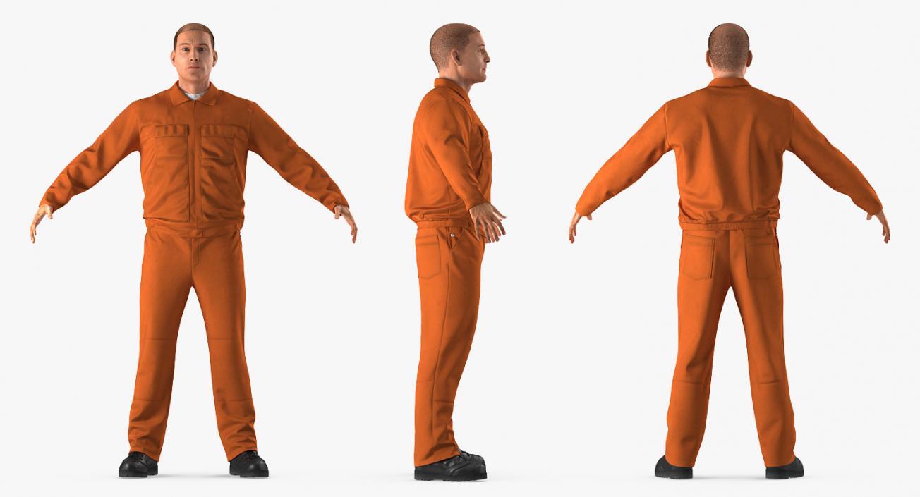 3D Builder Wearing Orange Long Sleeve Coveralls Rigged