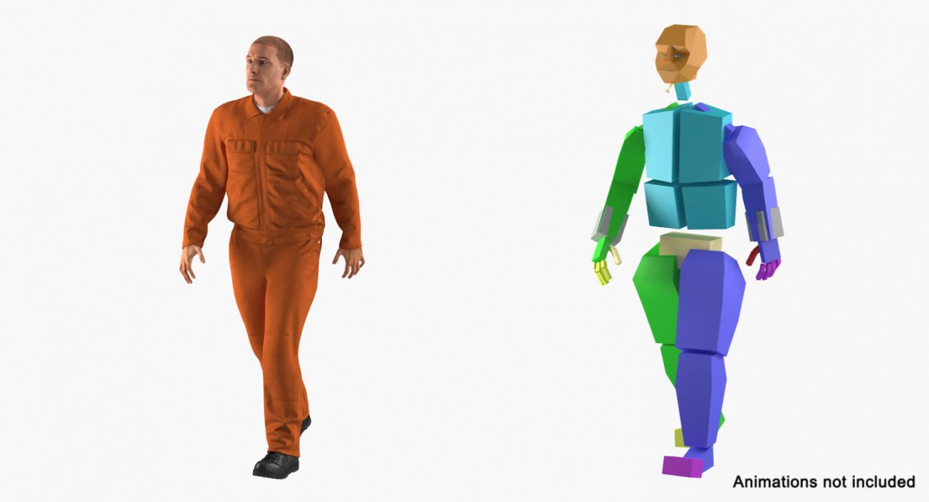 3D Builder Wearing Orange Long Sleeve Coveralls Rigged