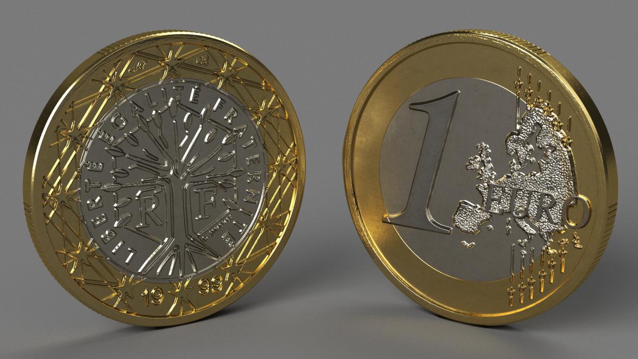 3D French 1 Euro Coin model