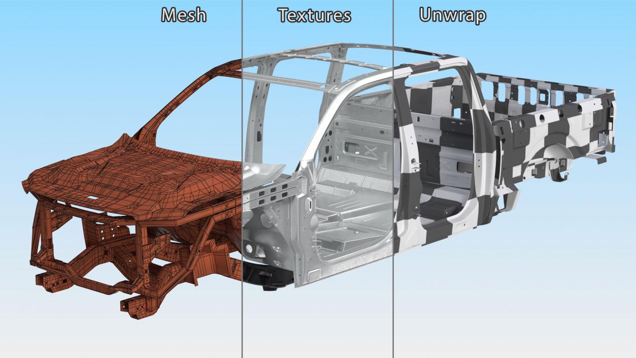 3D Pickup Truck Body Doorless