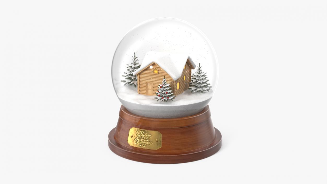 3D Christmas Snowglobe with House Snowing model