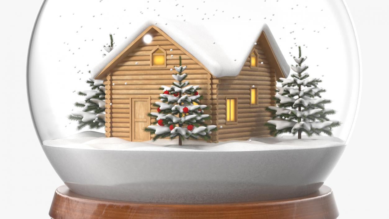 3D Christmas Snowglobe with House Snowing model