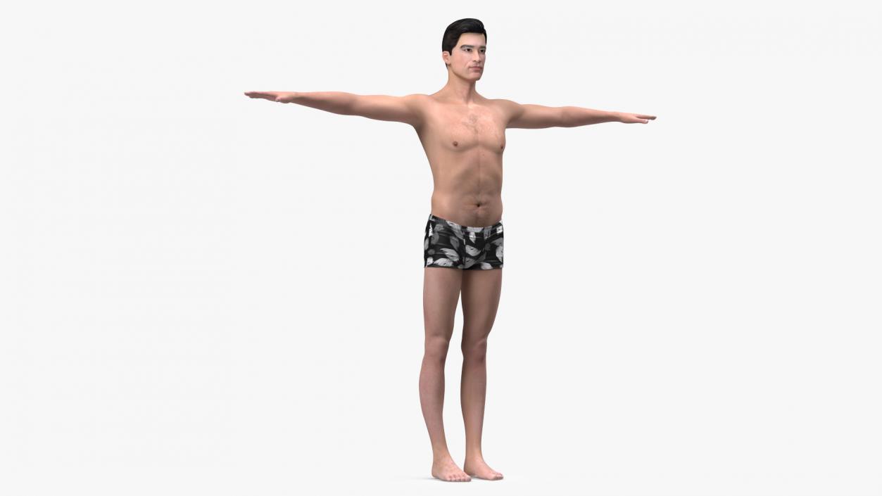 3D model Asian Man Underwear Rigged for Cinema 4D