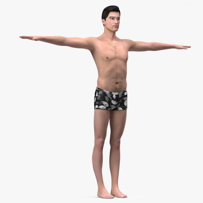 3D model Asian Man Underwear Rigged for Cinema 4D