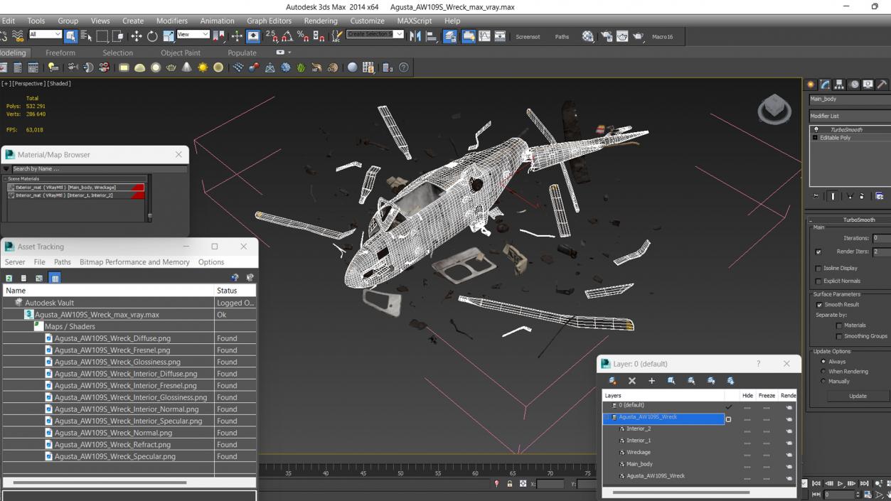 Agusta AW109S Wreck 3D model