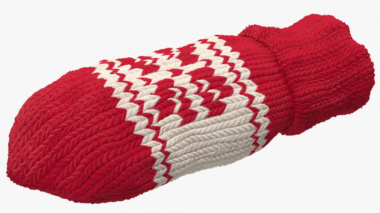 Pair of Red Wool Mittens 3D model