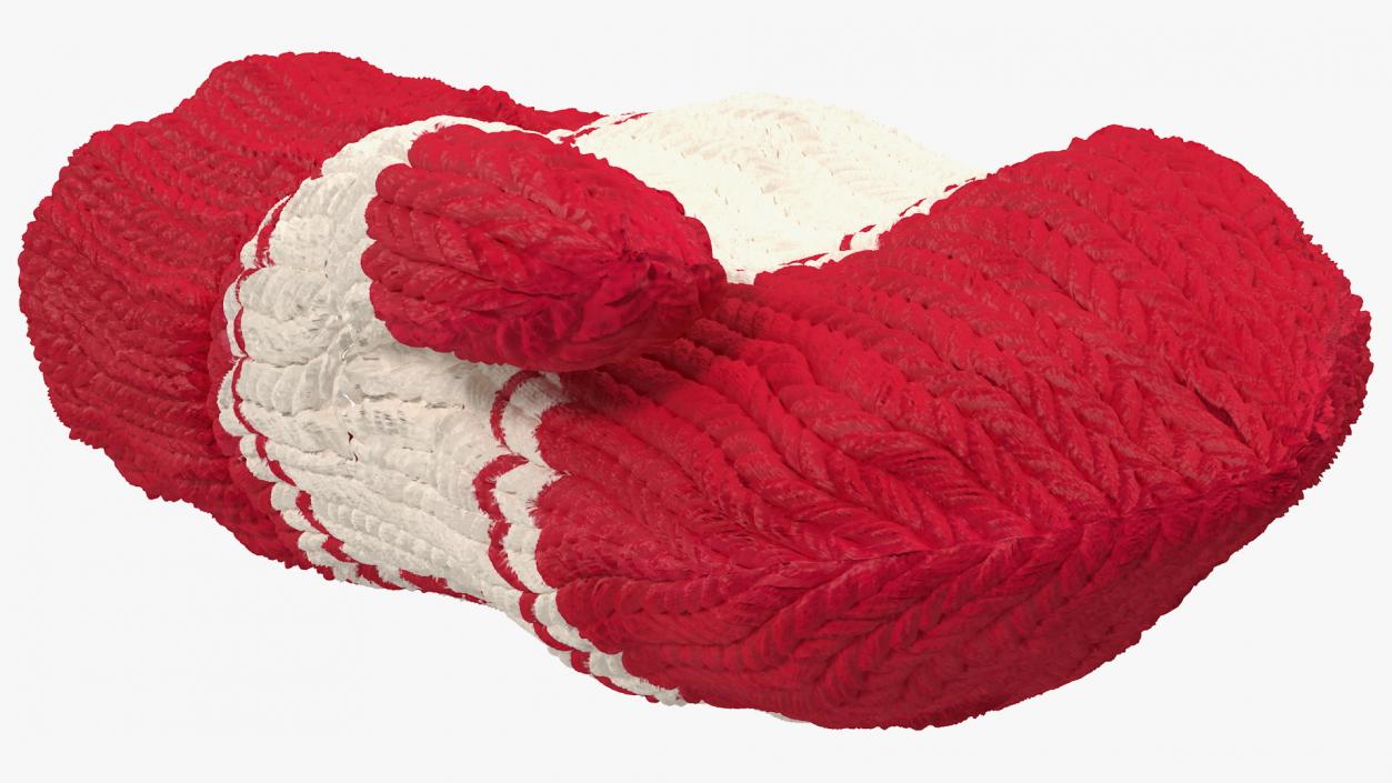 Pair of Red Wool Mittens 3D model