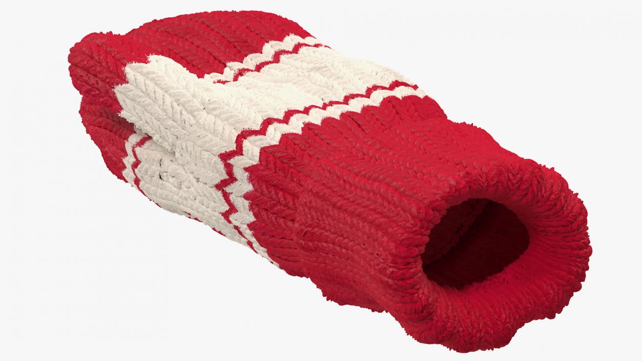 Pair of Red Wool Mittens 3D model