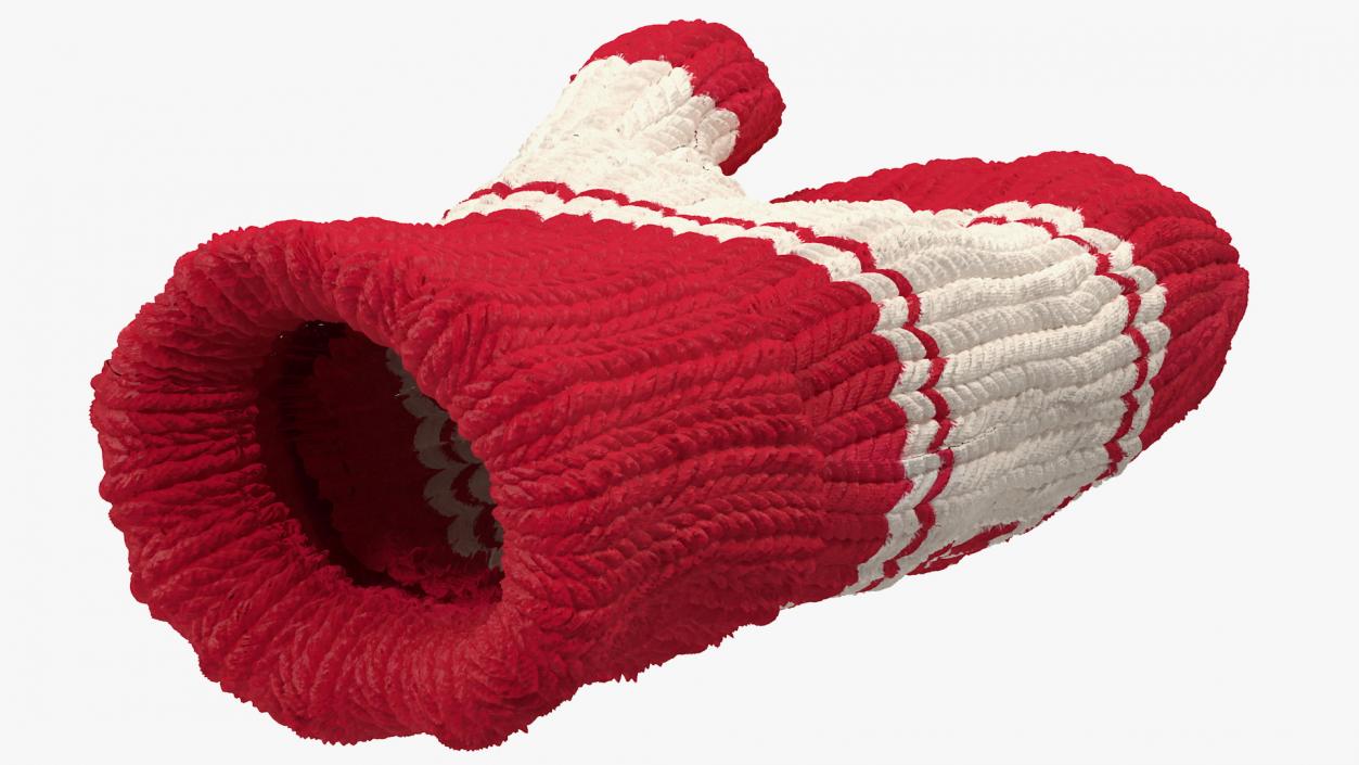 Pair of Red Wool Mittens 3D model