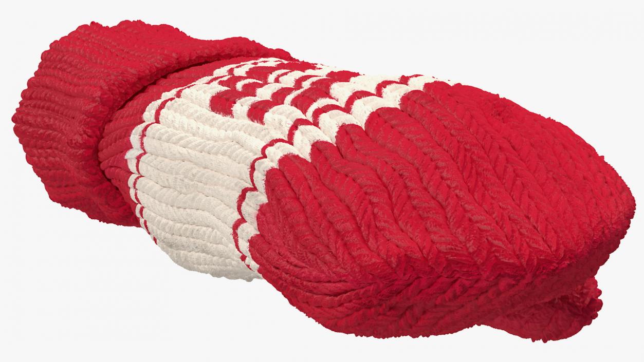 Pair of Red Wool Mittens 3D model