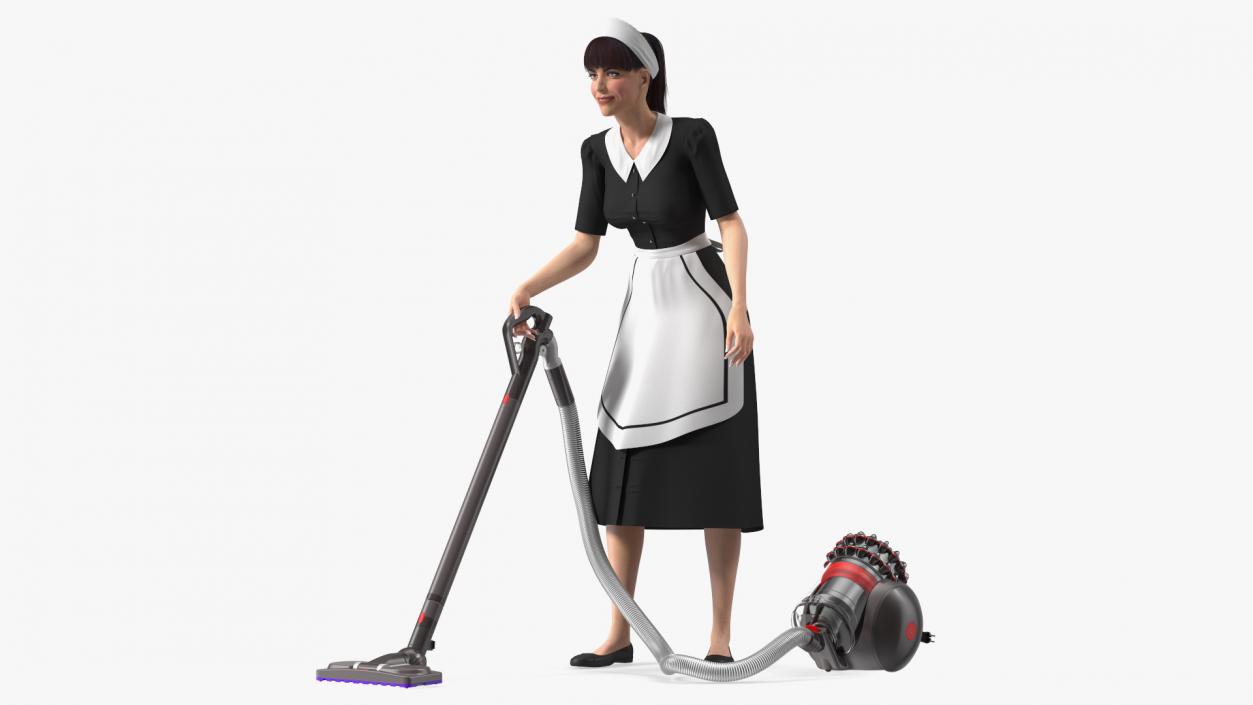 Housekeeping Maid with Dyson Big Ball Vacuum Cleaner 3D