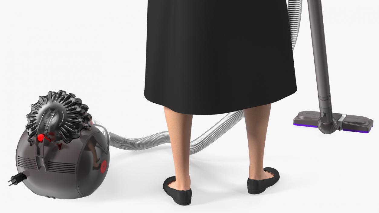 Housekeeping Maid with Dyson Big Ball Vacuum Cleaner 3D