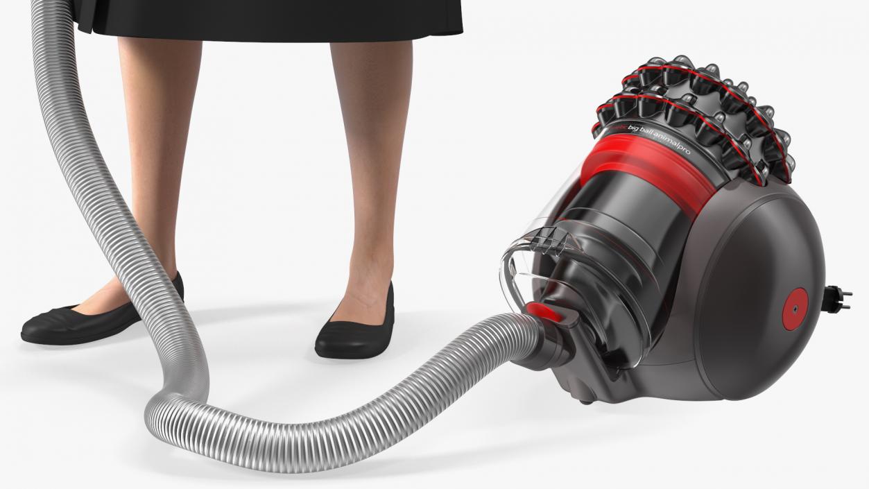 Housekeeping Maid with Dyson Big Ball Vacuum Cleaner 3D