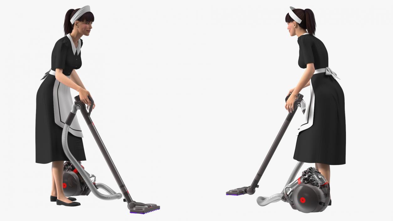 Housekeeping Maid with Dyson Big Ball Vacuum Cleaner 3D