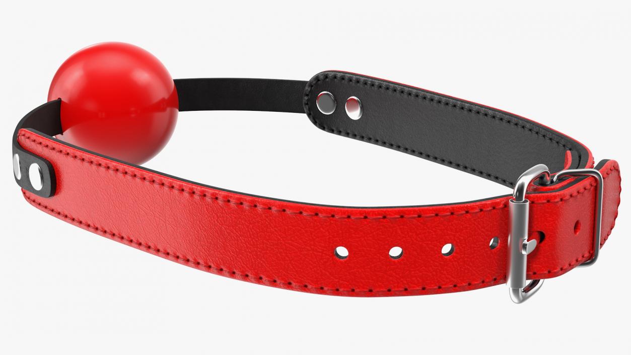 3D Leather Band Mouth Gag Red