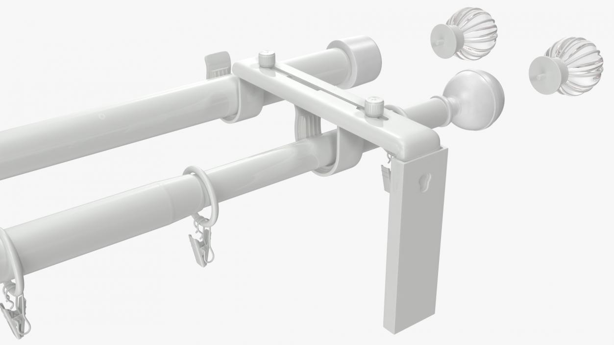 3D White Curtain Rods model