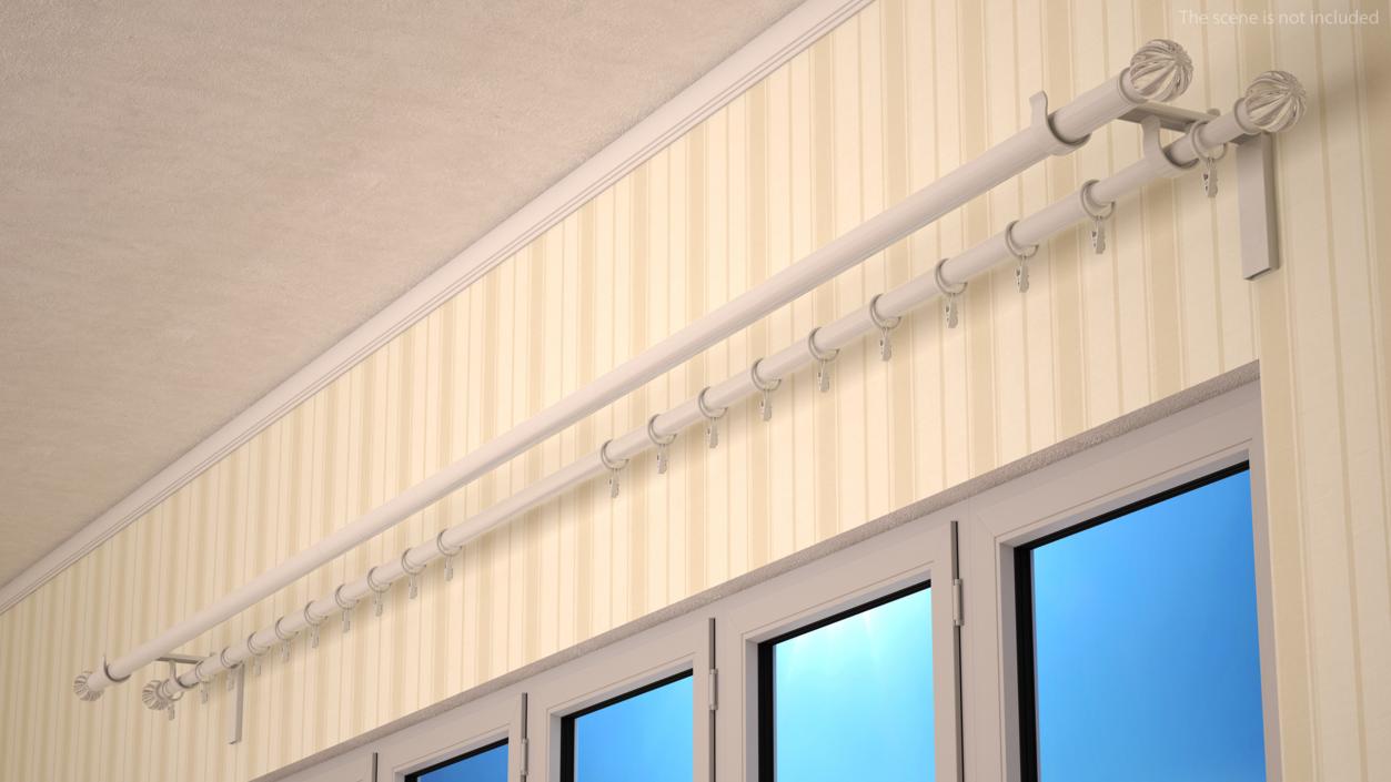 3D White Curtain Rods model