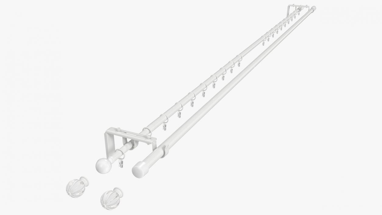 3D White Curtain Rods model