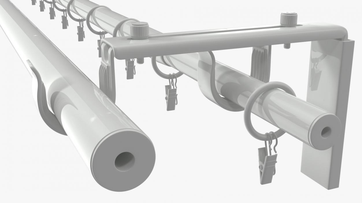 3D White Curtain Rods model