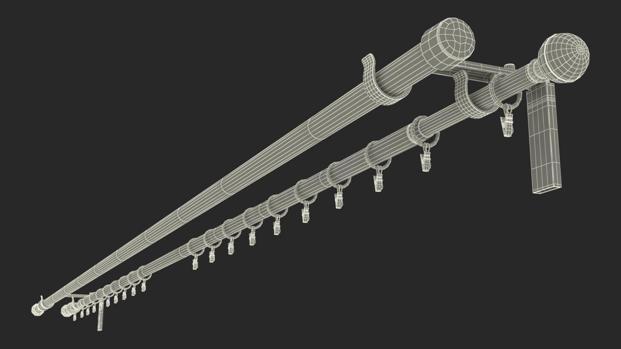 3D White Curtain Rods model