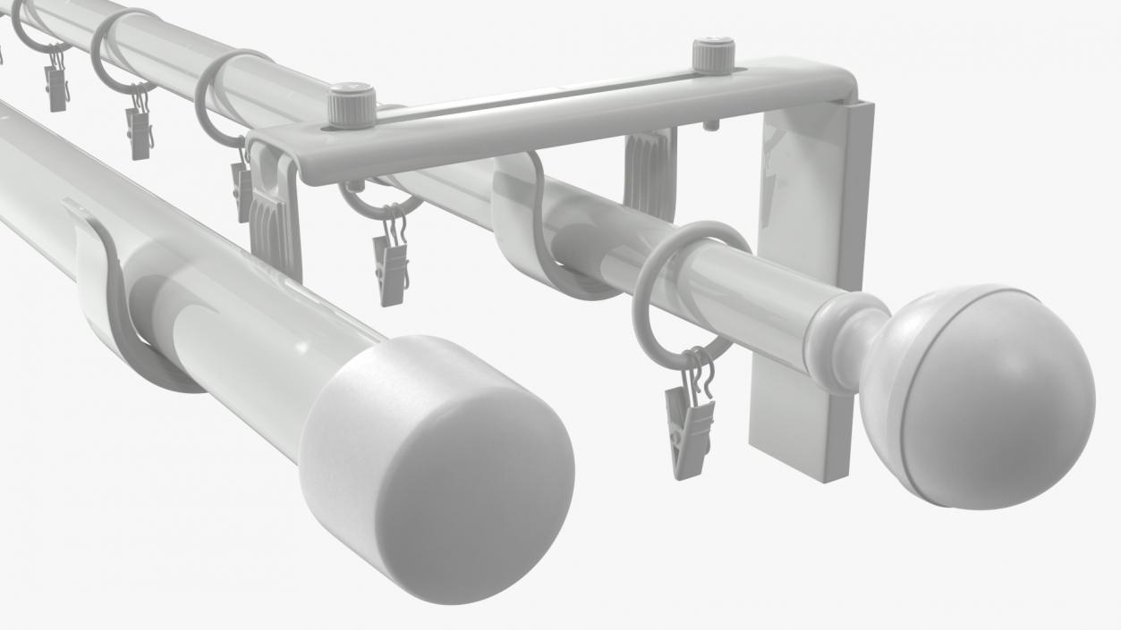 3D White Curtain Rods model