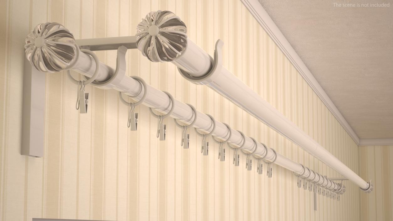 3D White Curtain Rods model