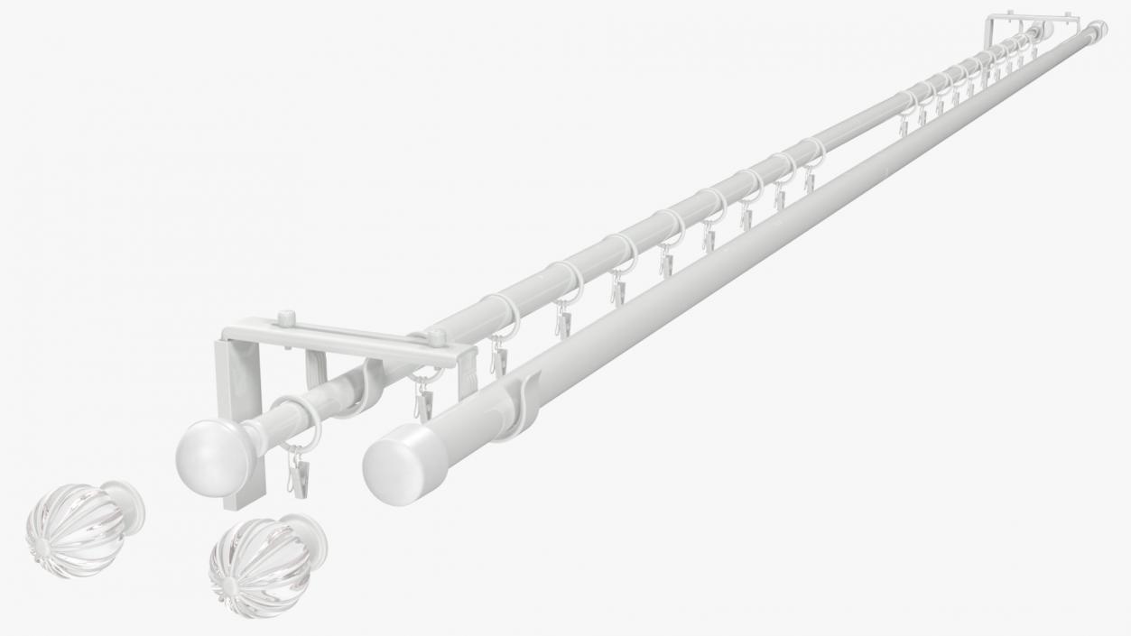 3D White Curtain Rods model