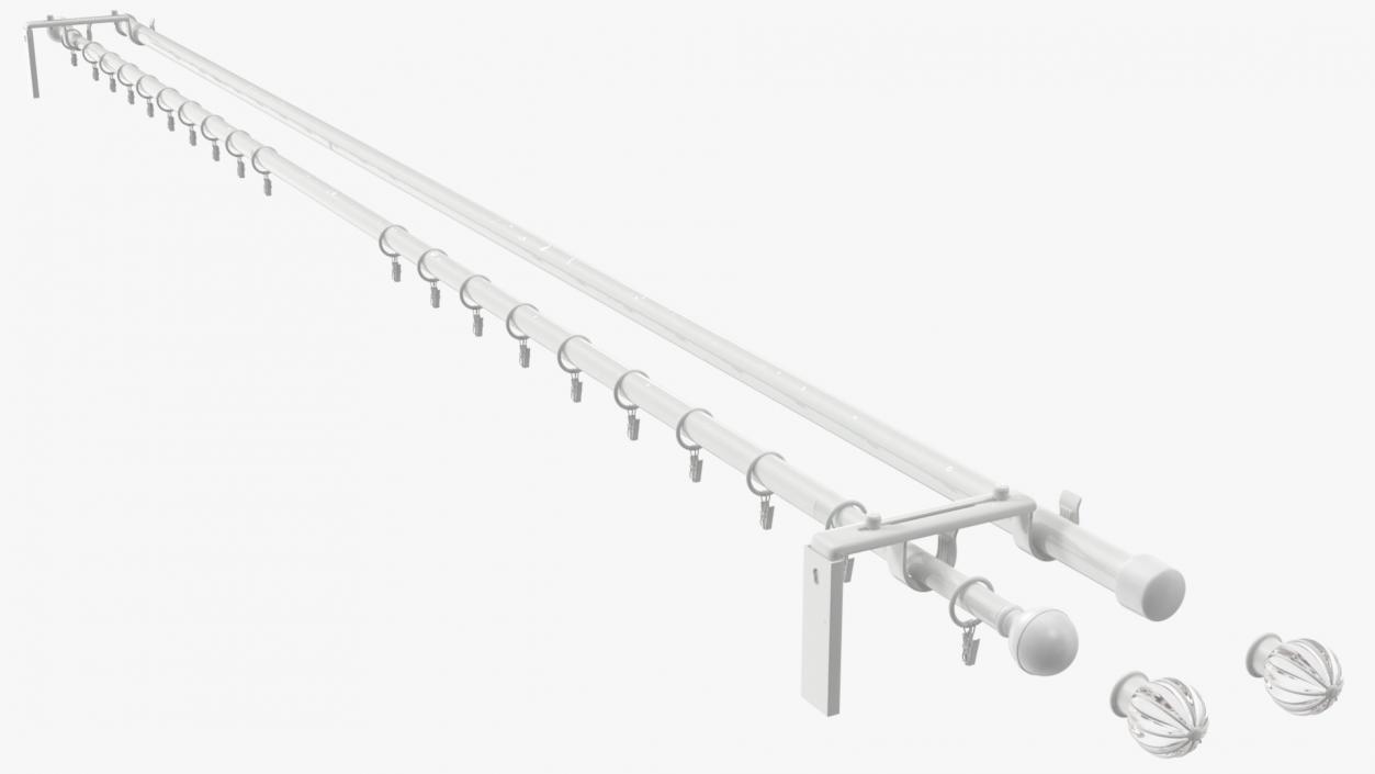 3D White Curtain Rods model