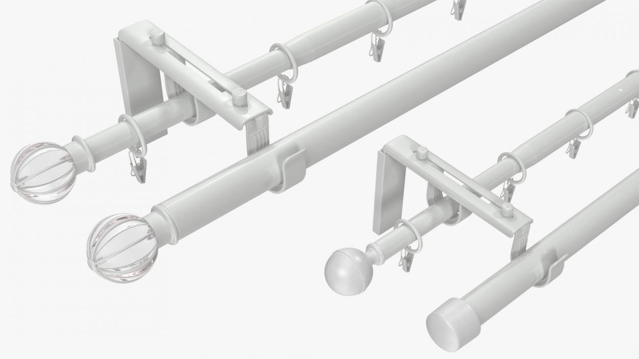 3D White Curtain Rods model