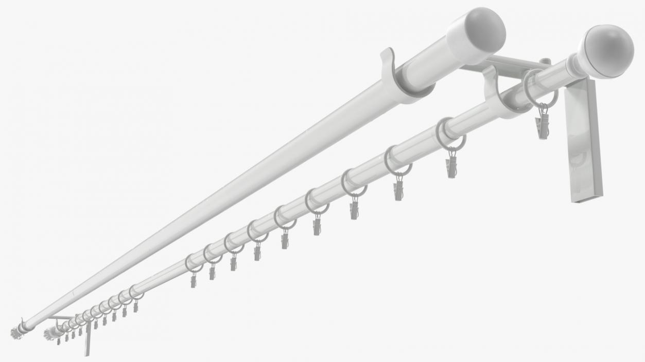 3D White Curtain Rods model