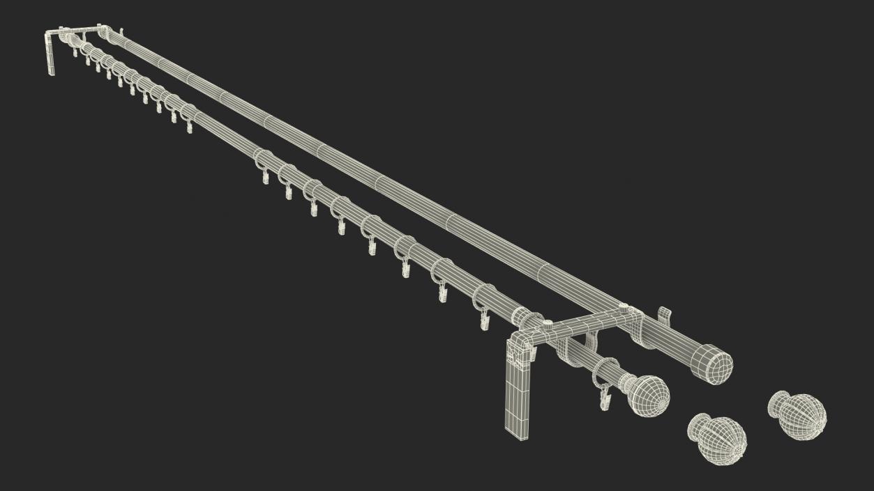 3D White Curtain Rods model