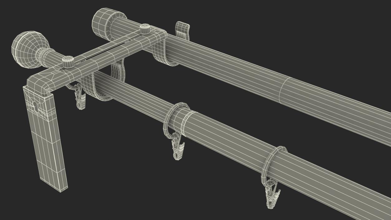 3D White Curtain Rods model