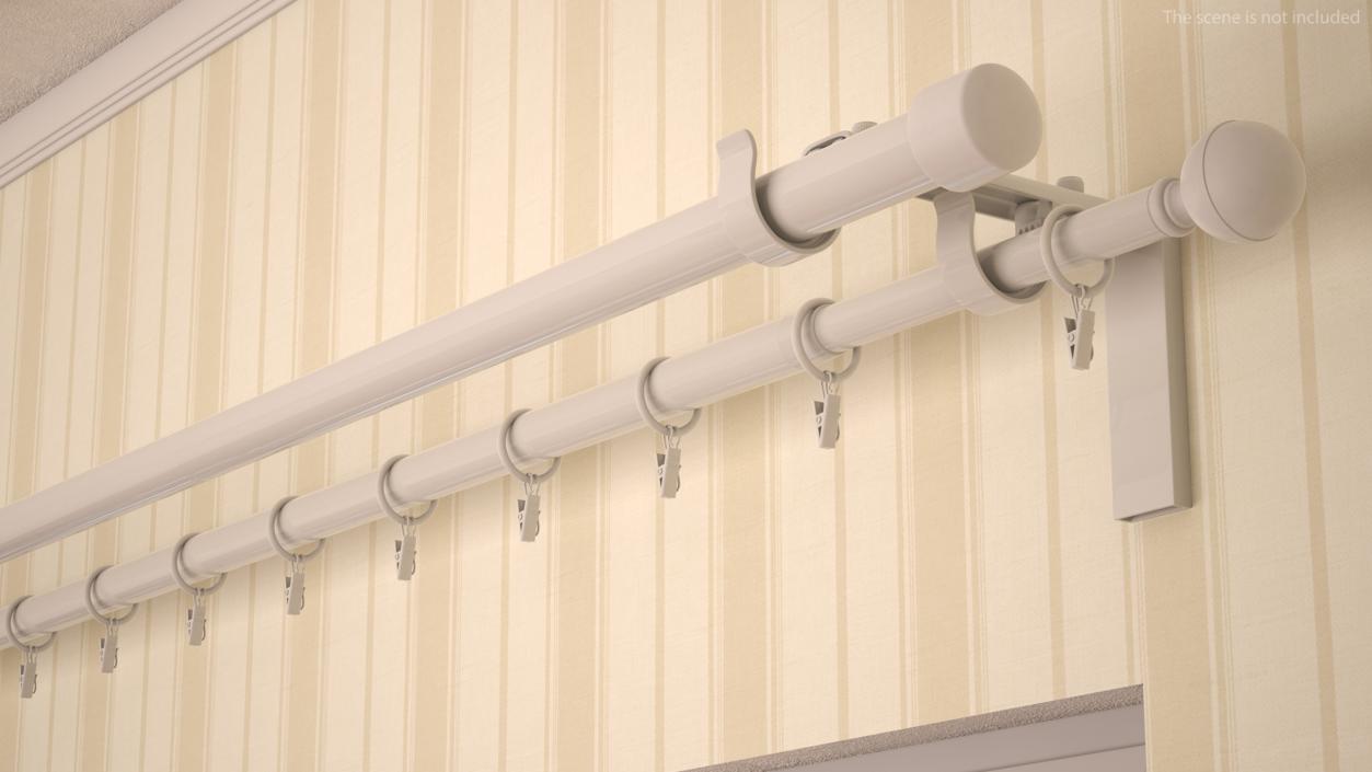 3D White Curtain Rods model