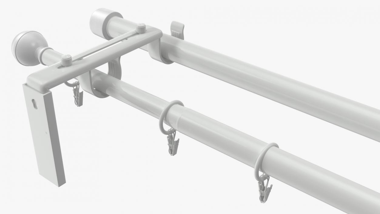 3D White Curtain Rods model