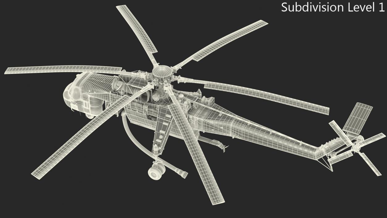 3D Sikorsky S-64 Skycrane Firefighting Helicopter Rigged model