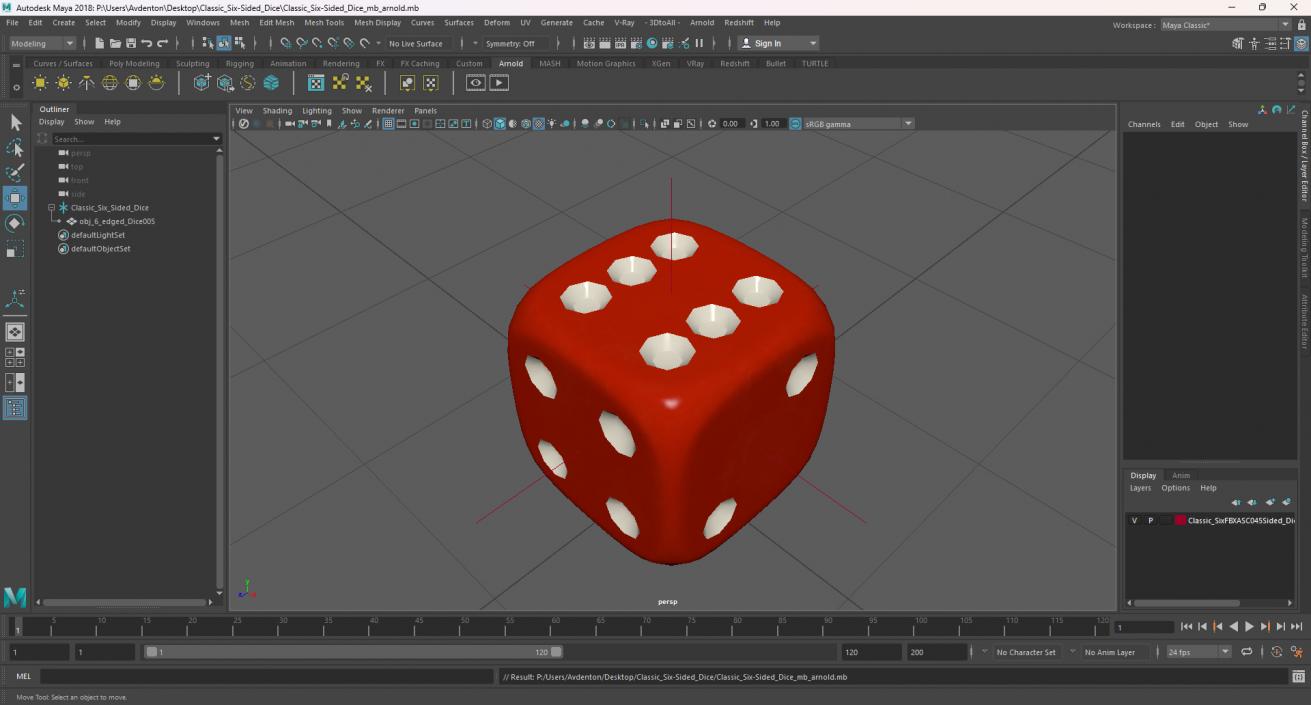 Classic Six-Sided Dice 3D