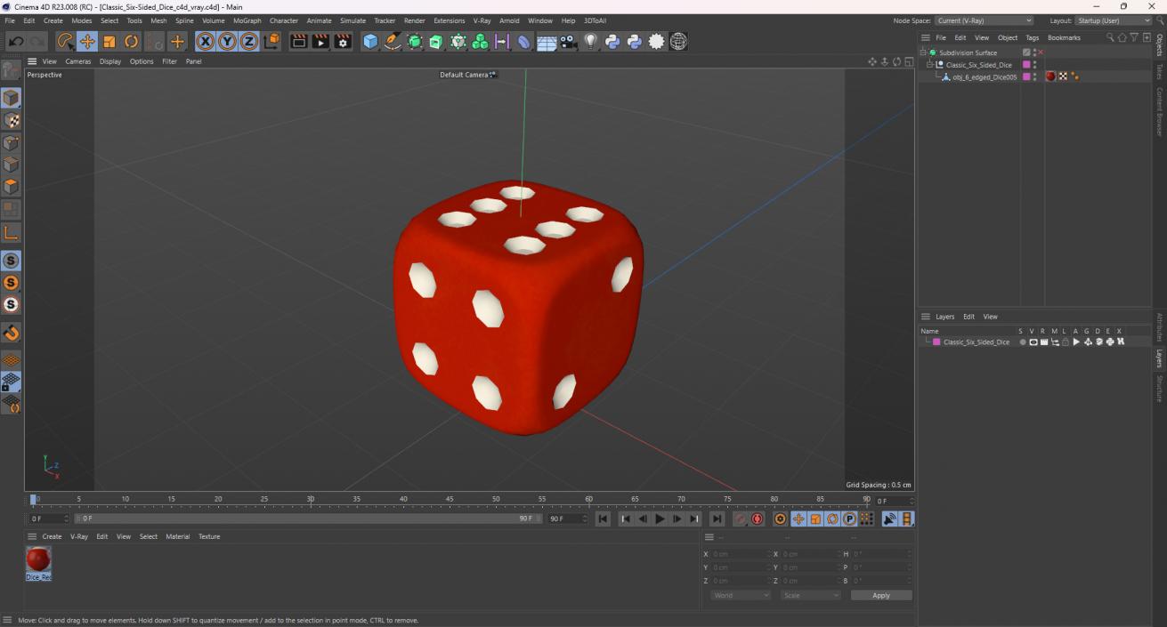 Classic Six-Sided Dice 3D