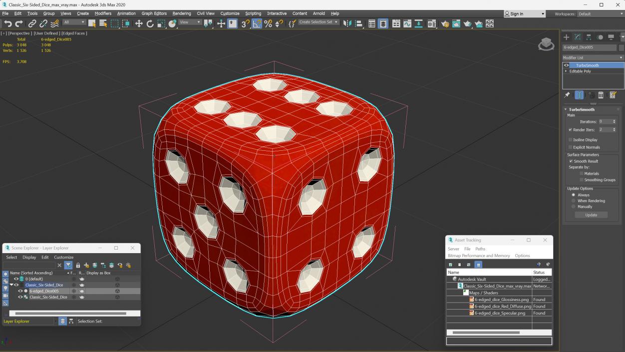 Classic Six-Sided Dice 3D