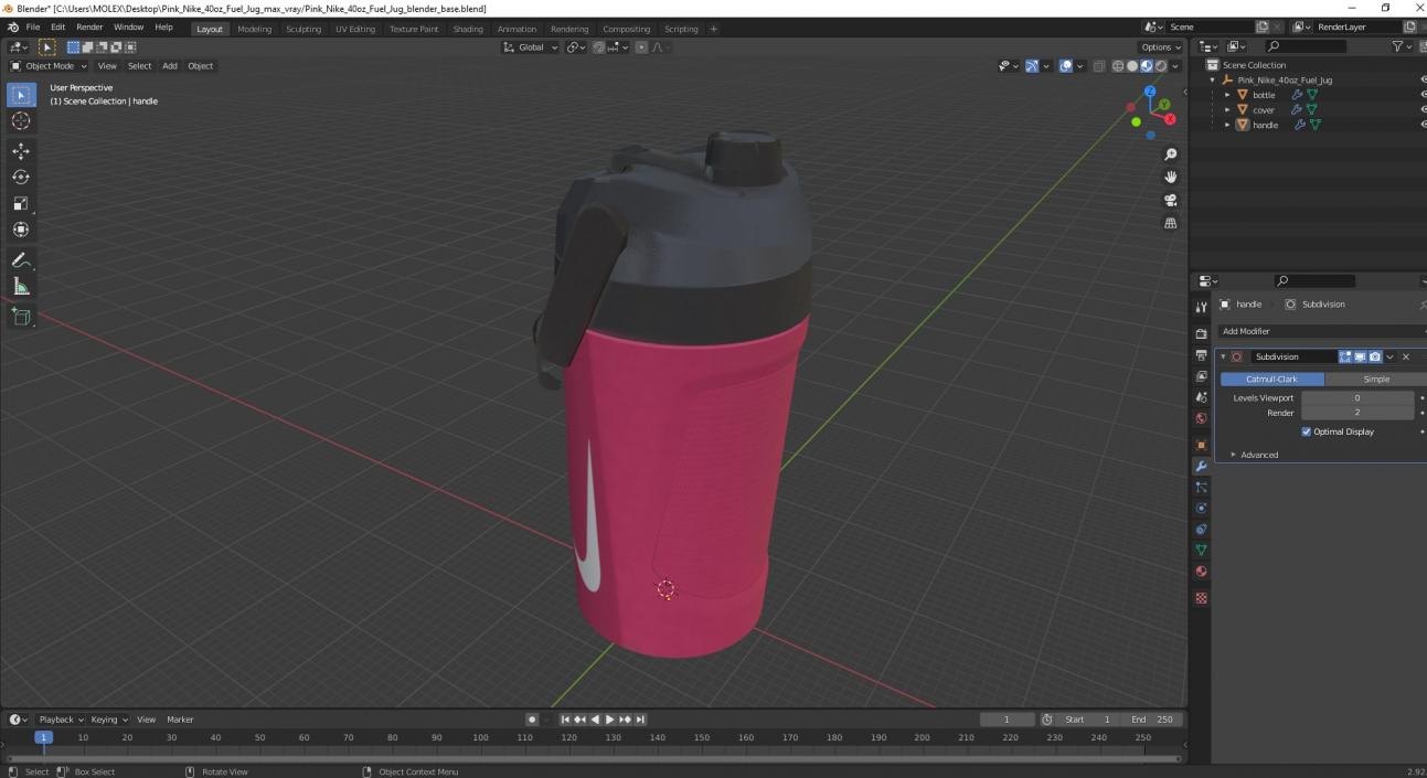 3D Pink Nike 40oz Fuel Jug model