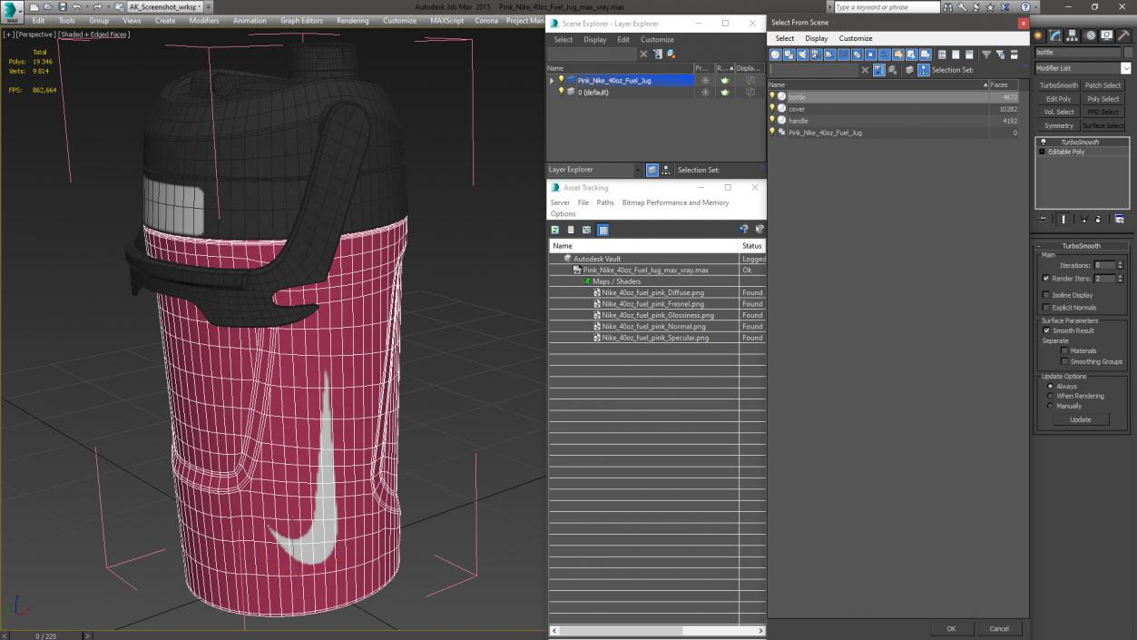 3D Pink Nike 40oz Fuel Jug model