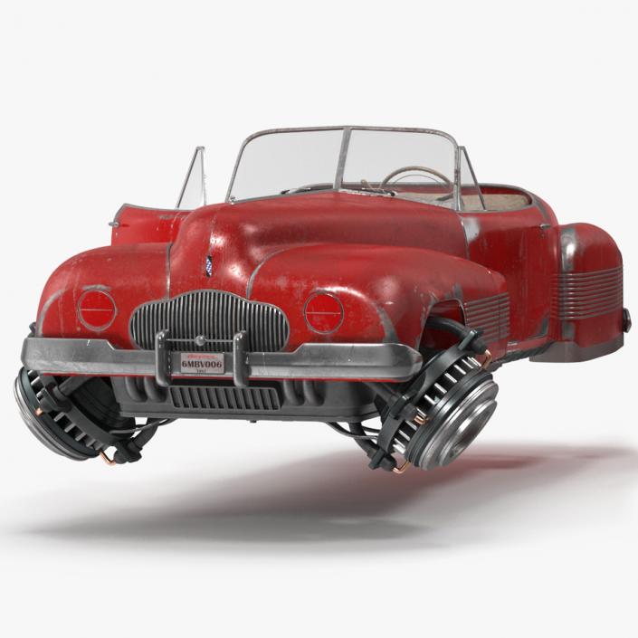 3D Red Retro Hovercar Old Rigged for Maya model