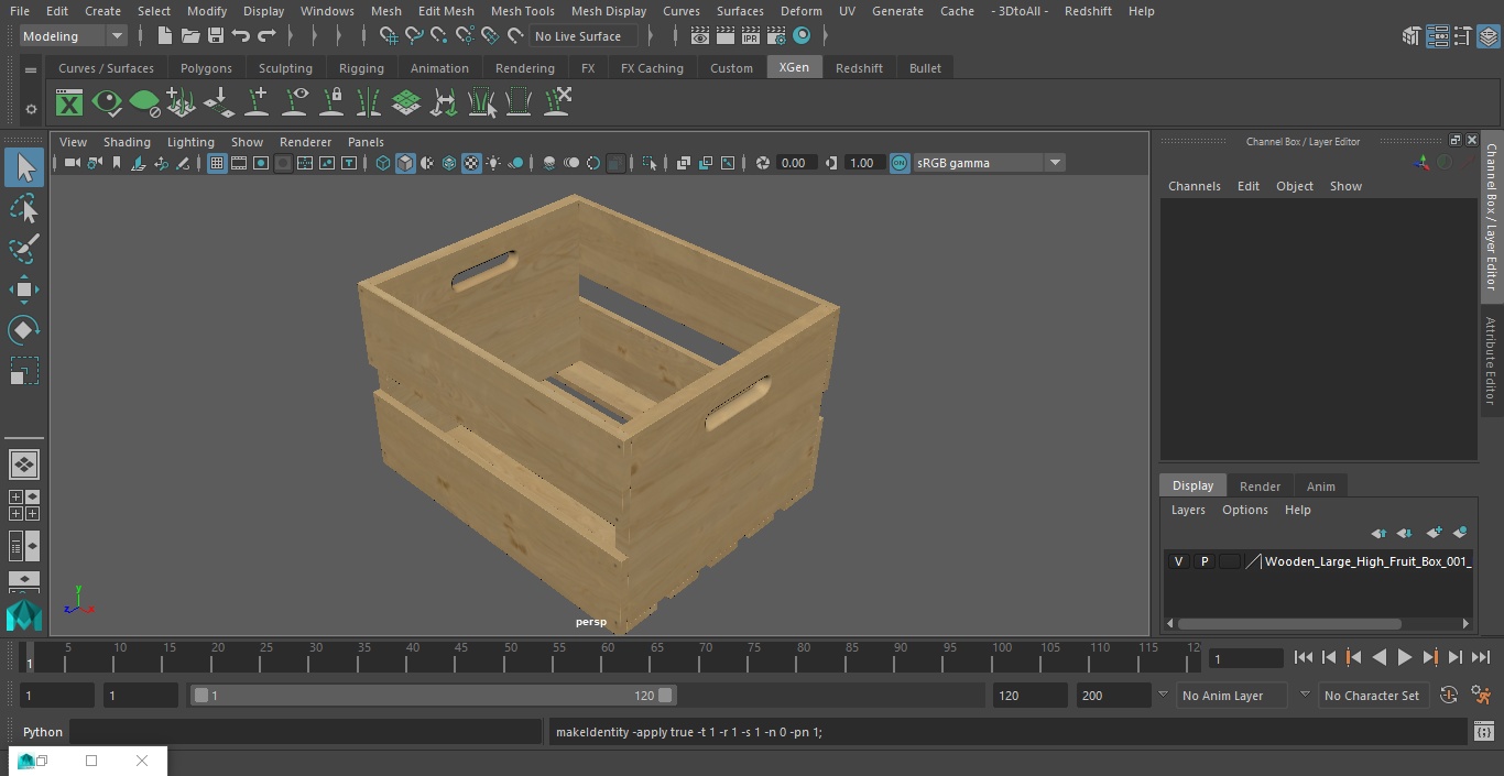 Wooden Large High Fruit Box 3D