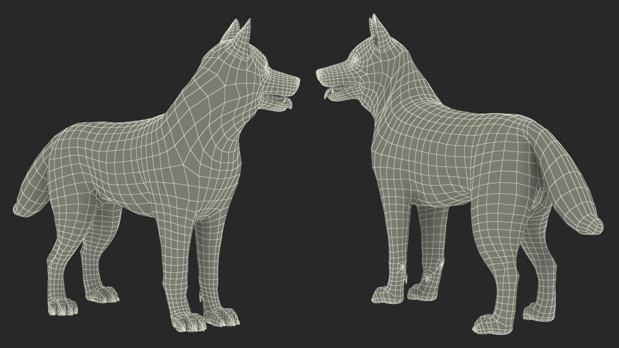 3D Siberian Husky Black Standing Pose Fur model