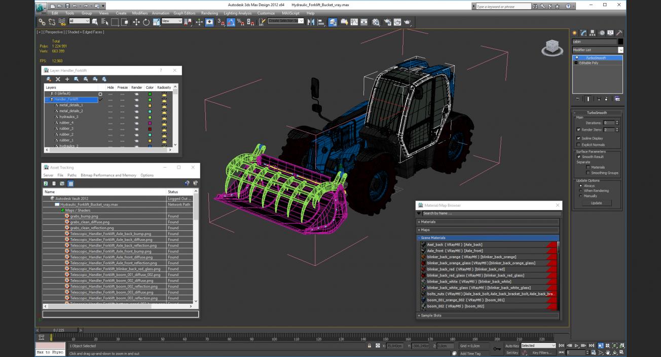 3D model Hydraulic Forklift Bucket