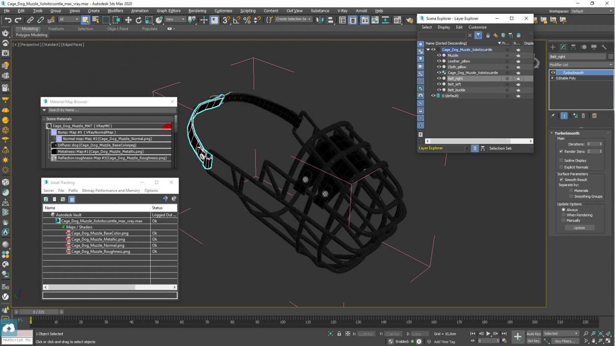 3D model Cage Dog Muzzle Xoloitzcuintle