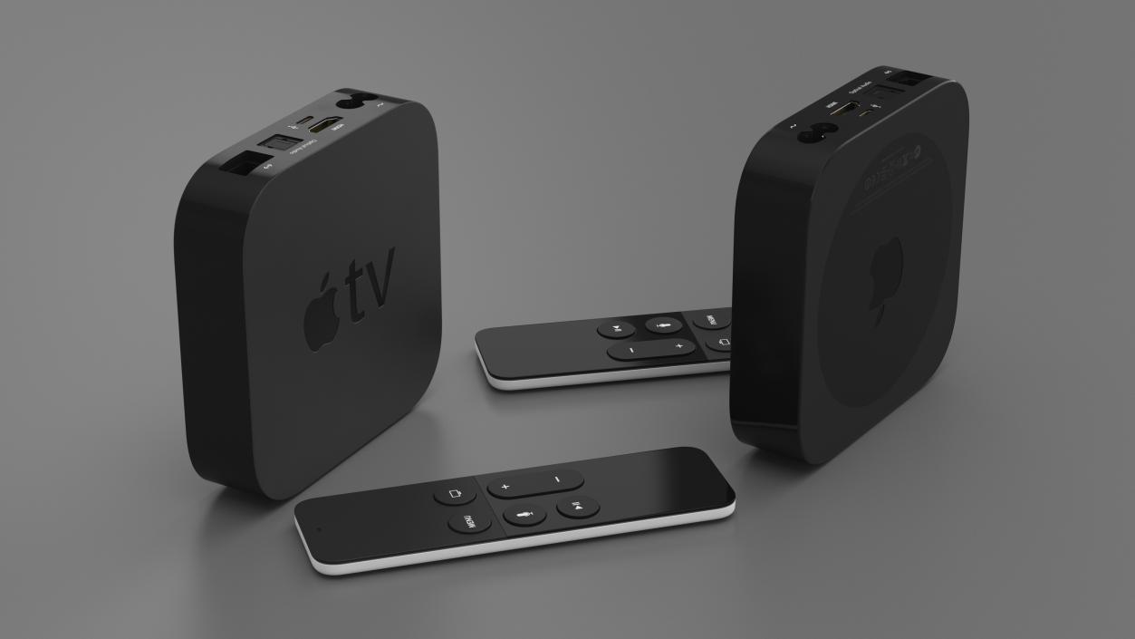 3D Apple TV with Remote Control model