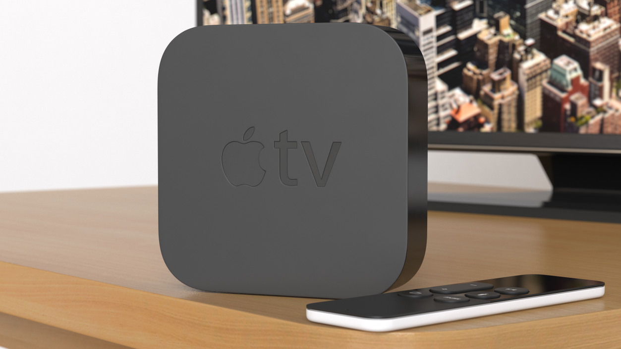 3D Apple TV with Remote Control model