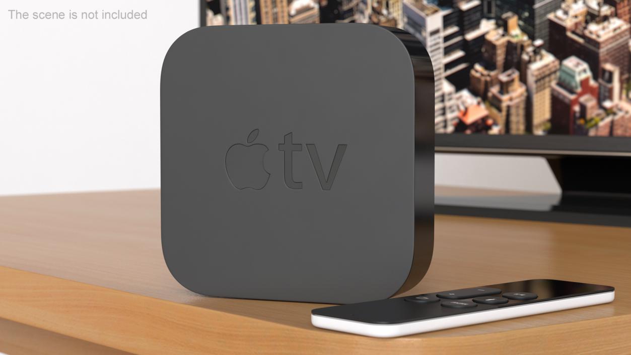 3D Apple TV with Remote Control model